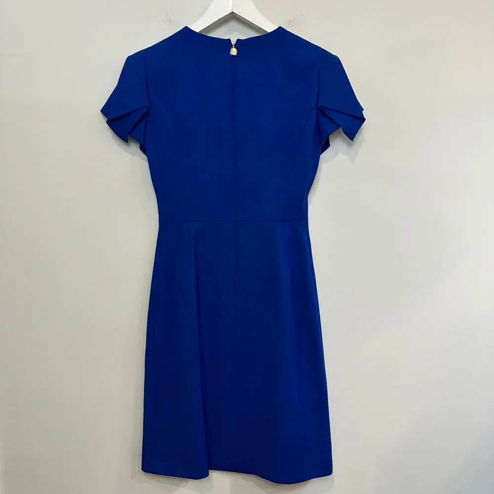 NWT Brooks Brothers Red Fleece Dress Royal Blue Wool Blend Short Sleeve Pencil 0 - Picture 5 of 10